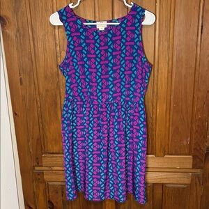 One Clothing Women’s Purple Geometric Patterned Sleeveless Mini Dress Size M